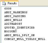 sql server set options