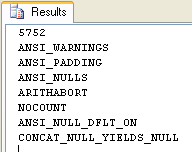 sql server set options