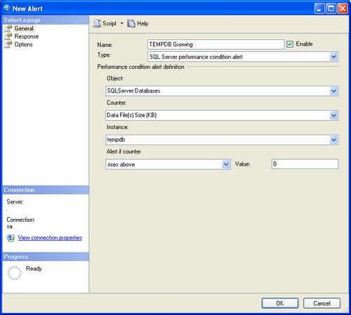create new sql server alert