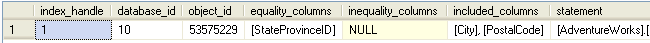 query results