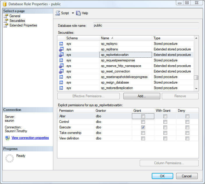 database role properties