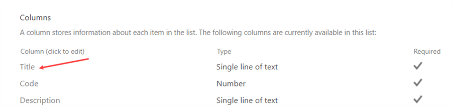 go to settings for the title column