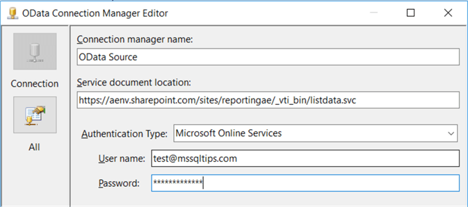 specify username and pw