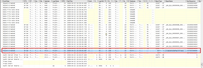 Profiler - Default Trace
