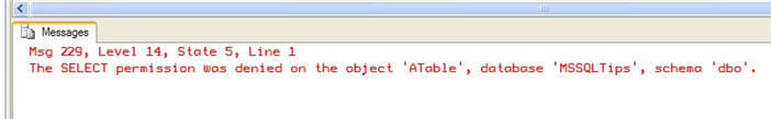 SELECT denied on dynamic SQL