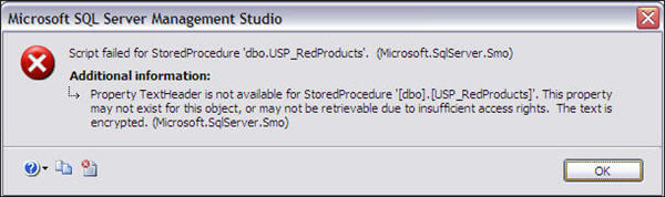 Error while generating CREATE or ALTER