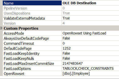 ole db destination