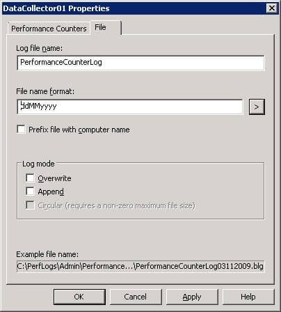 You can choose the file names for individual data collector log files