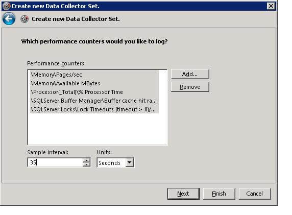 The final screen of counter selection 
