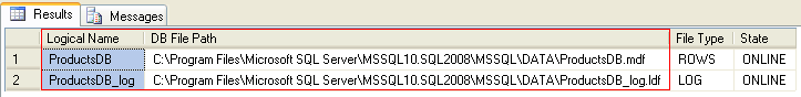 database files info