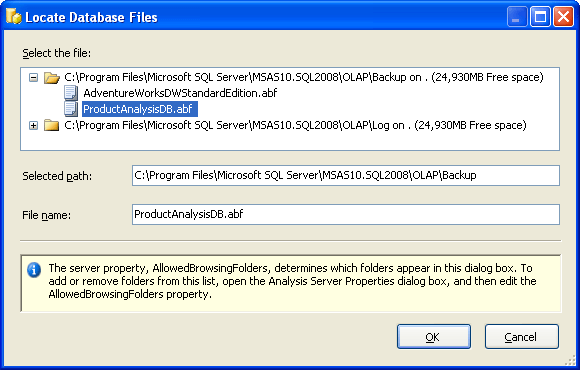 locate database files