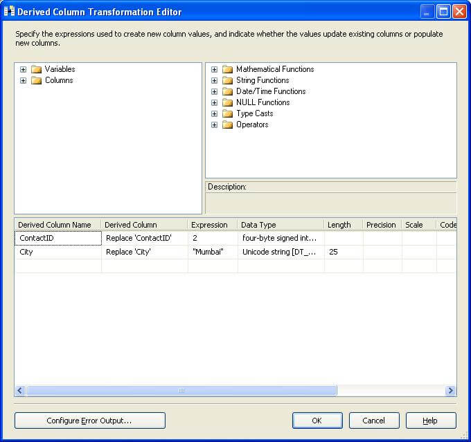 derived column transformation editor