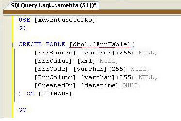 create a simple error table, where we should be able to track the source and values of the error records