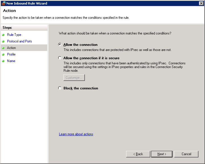 you need to choose the first option which is Allow the connection and click Next