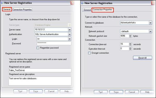 In the connection properties tab change any parameters for customization if required