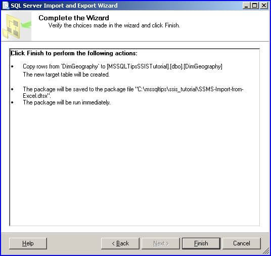 mport wizard complete