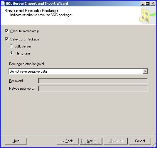 mport wizard save and execute