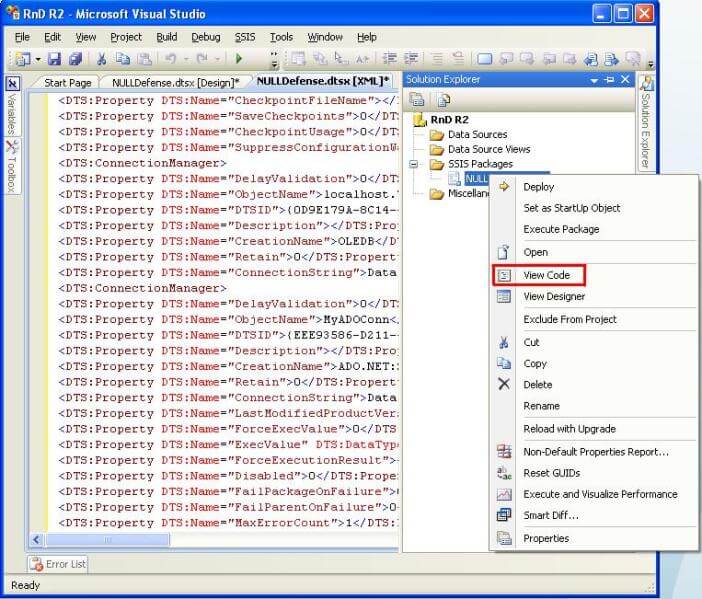 a SSIS Package file (.dtsx) is composed of structured XML