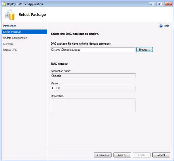  Deploy Data-tier Application wizard