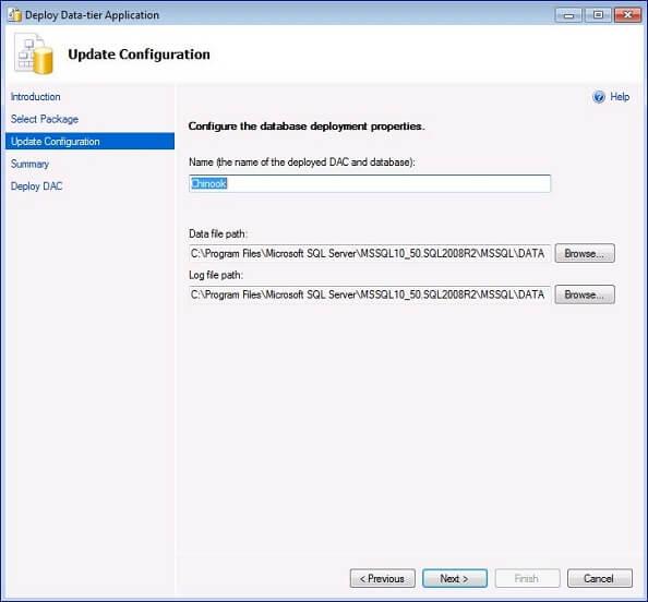 proceed to the Update Configuration step