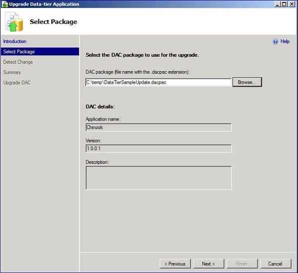 navigate to the DAC package and note that the Version has been incremented
