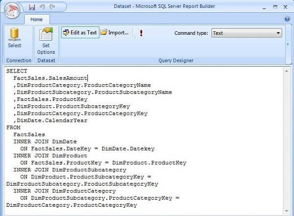 report builder data sets