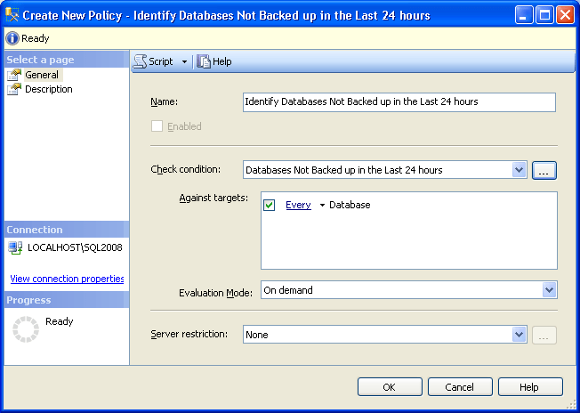 By default every Database option under Against targets will be checked