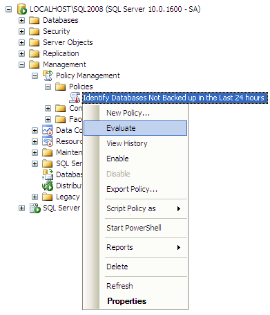 click the policy and select the Evaluate option