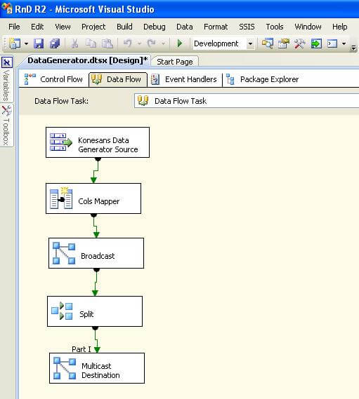  data will be generated by the data generator component and it would flow until the last transform