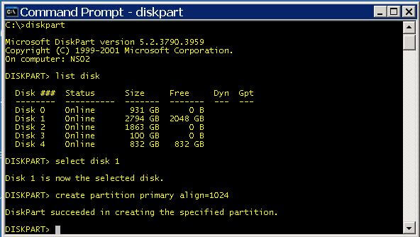 create the new partition