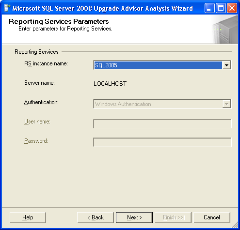 specify the Reporting Server Instance name