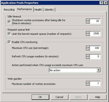 application pool properties