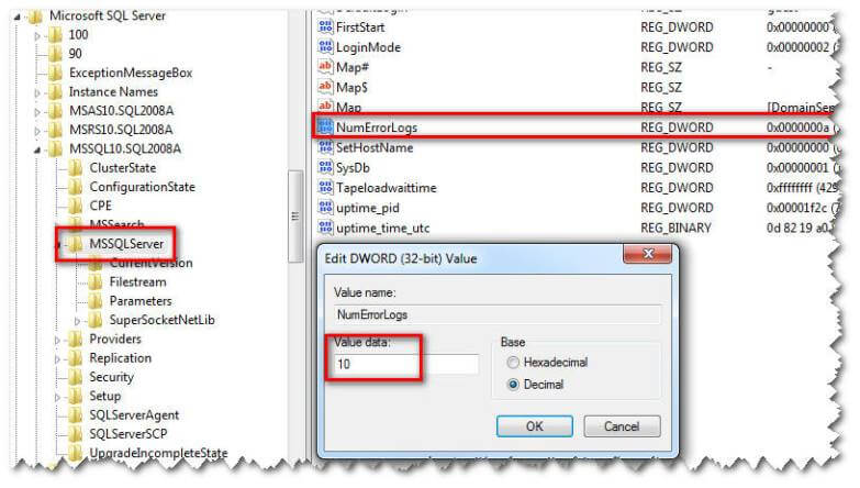 updating the registry to increase the value to 10