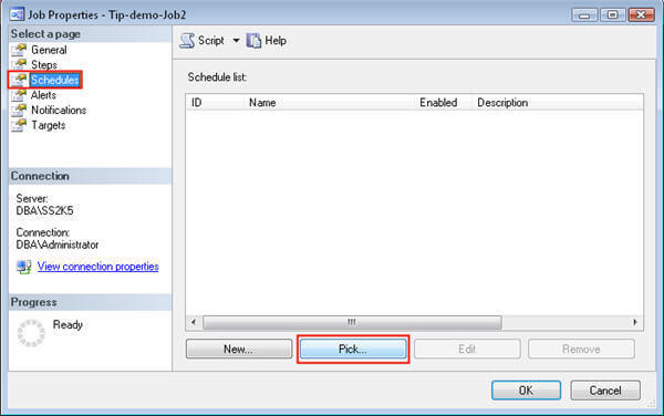 Pick schedul to share in job