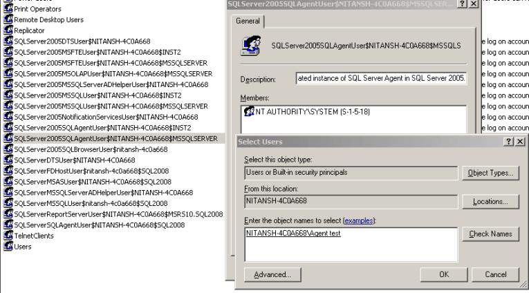 steps to set p a sql agent account