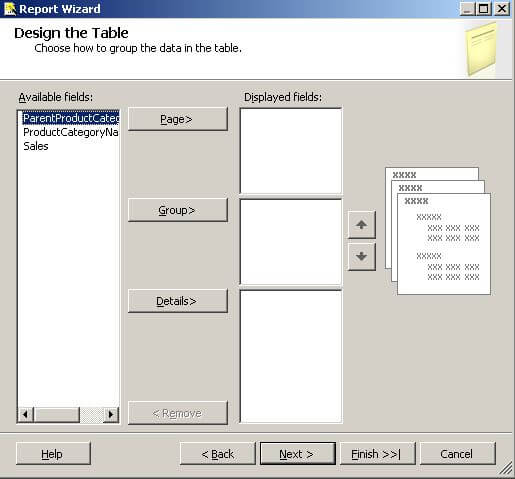eport wizard design table