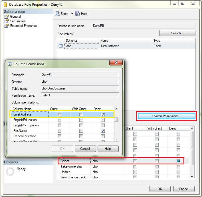check the database role properties in ssms