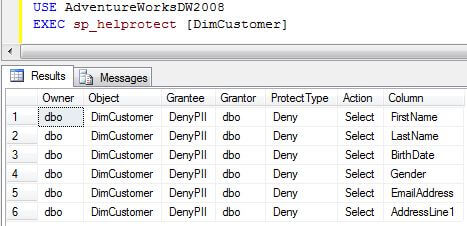 to confirm run sp_helprotect