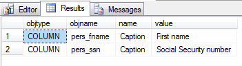 sql server extened properties