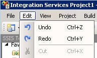 Edit Menu SSIS Undo and Redo