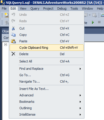 using cycle clipboard ring in sql server denali