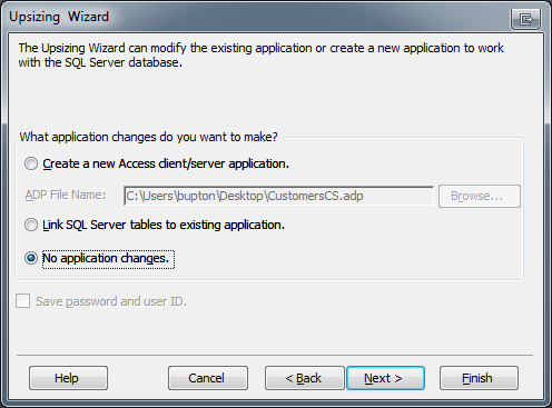 Microsoft Access Upsizing Wizard Application Changes