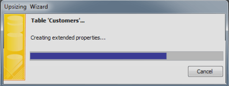 Microsoft Access Upsizing Wizard Progress