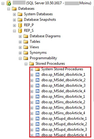 sql replication stored procedures