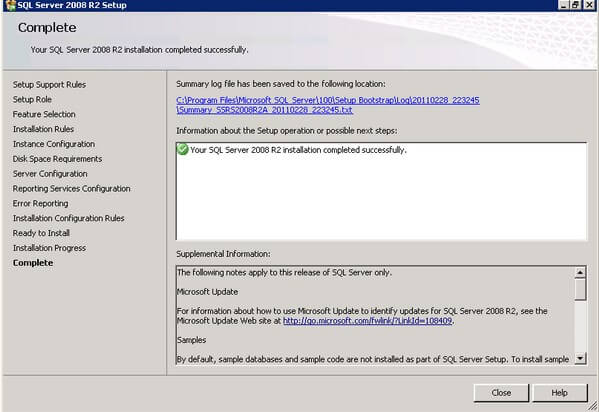 SQL Server 2008 R2 Successful Installation
