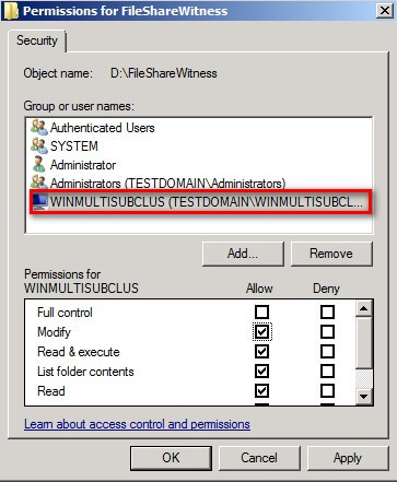 Configuring the Cluster Quorum Settings