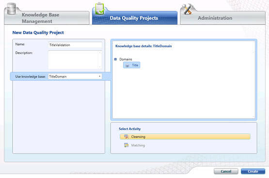 Launch Data Quality Client tool and connect to the data quality services server