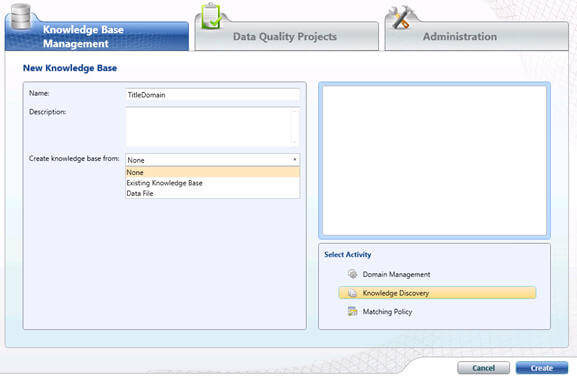 connect to Data Quality Client tool and click on "New Knowledge base" i
