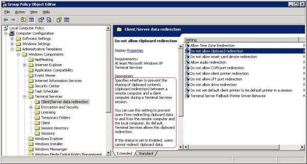 Terminal Services Group Policy