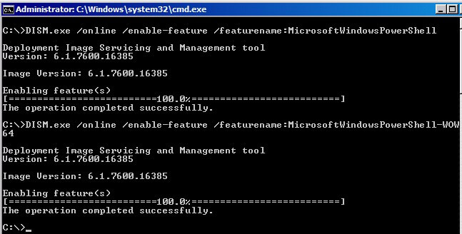 Enabling Windows PowerShell using DISM
